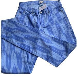 J Crew Stretch Blue Ankle Toothpick Printed Twill Pants size 27